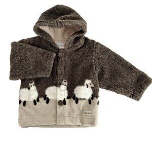 Brown and Tan Infant Coat Jacket with Hood Size 2 Years NWT Boutique Designer